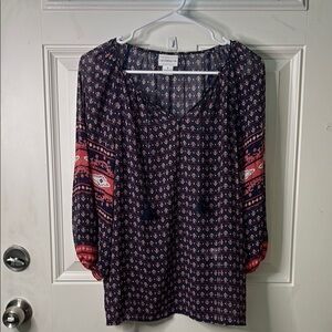 EUC Women’s Apt. 9 3/4 Sleeve Tie Front Blouse